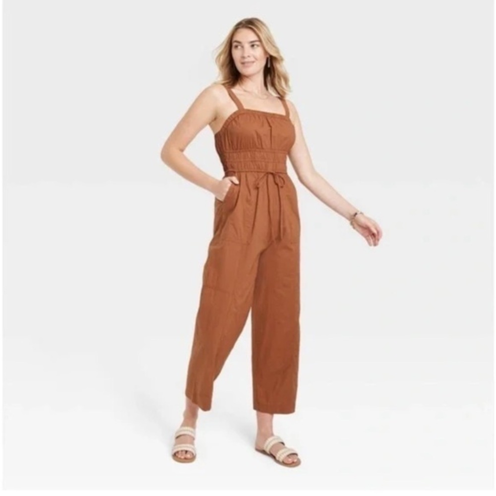 Women's Sleeveless Jumpsuit - Universal Thread Rust Orange